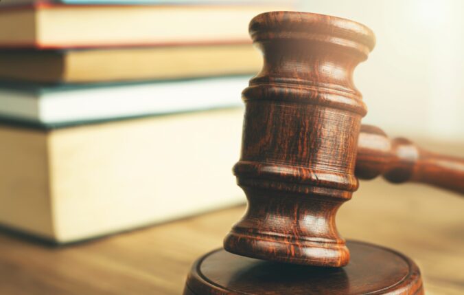 Gavel and books on a table